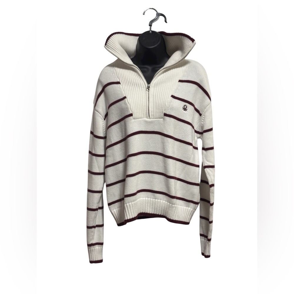 United Colors of Benetton Striped Half-Zip Sweater